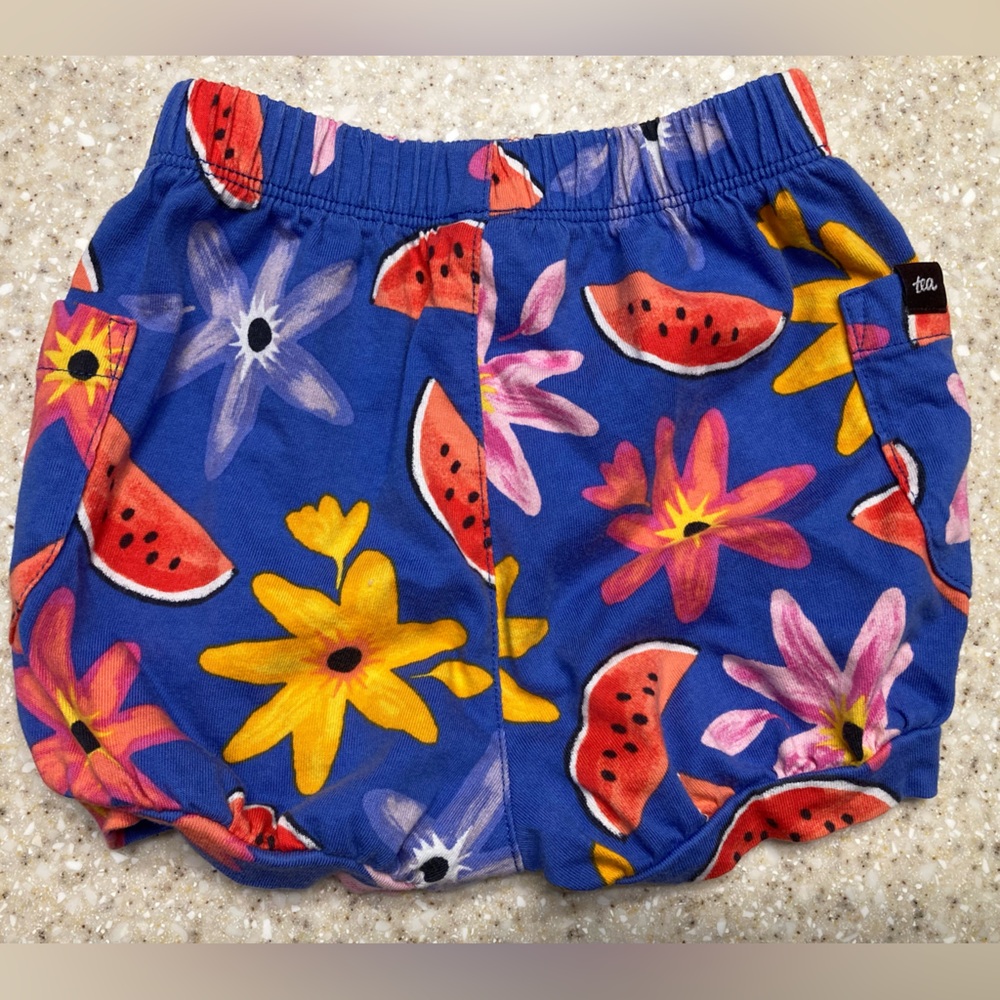 Tea Collection Watermelon Floral Baby bubble shorts EUC
